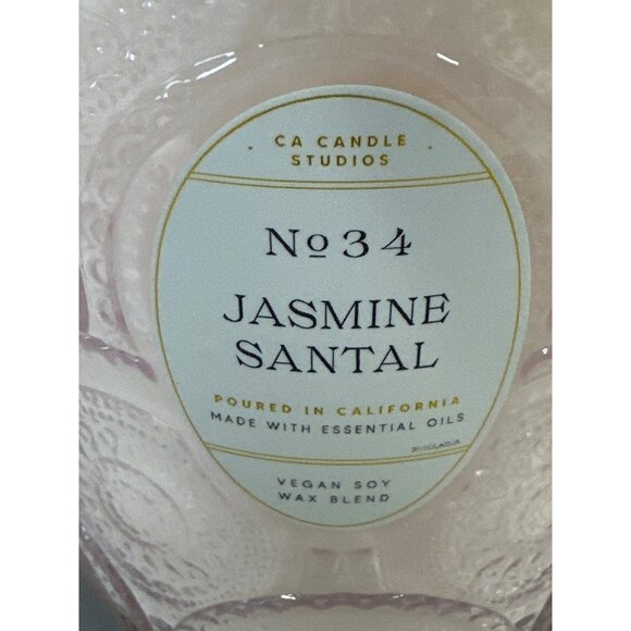 Leoben Candle Co Jasmine Santal 18oz 1 Wick Pink Glass Jar Soy Wax Candle w/Lid - Picture 3 of 6